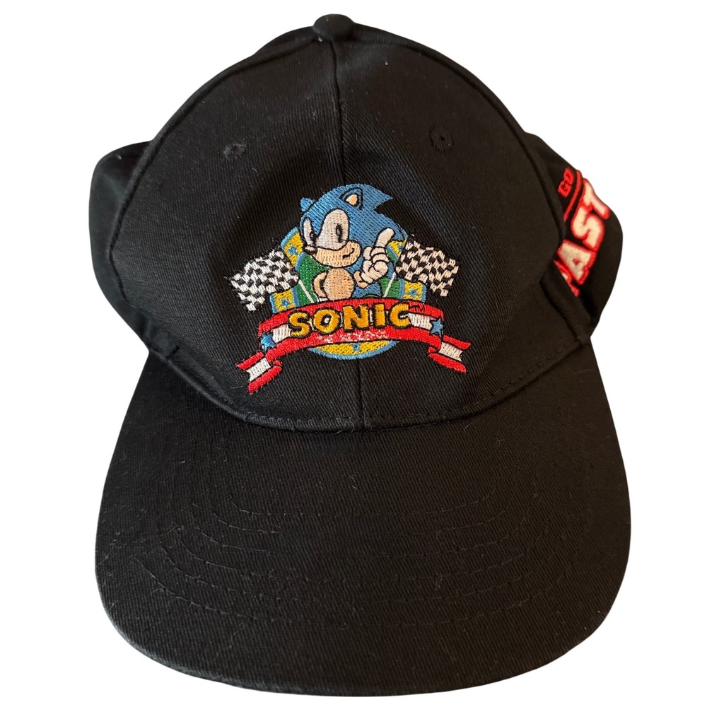 SEGA Sonic the Hedgehog Baseball Cap Mens OSFM Black Gotta Go‎ Fast Hat